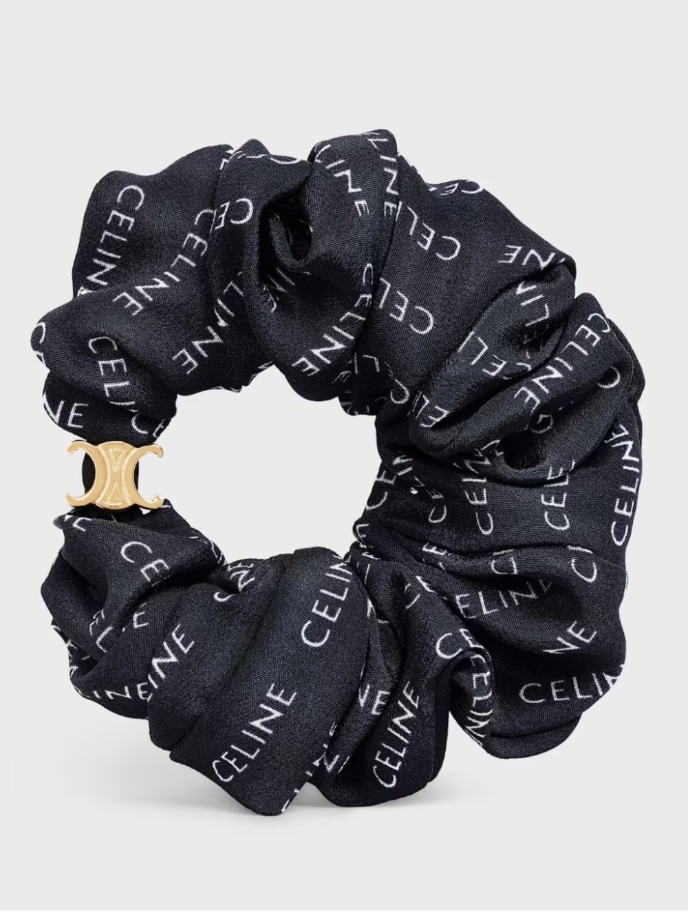 CELINE SCRUNCHY IN SILK AND BRASS WITH GOLD FINISH